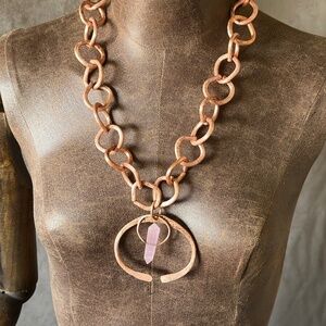 Hammered copper pendant necklace